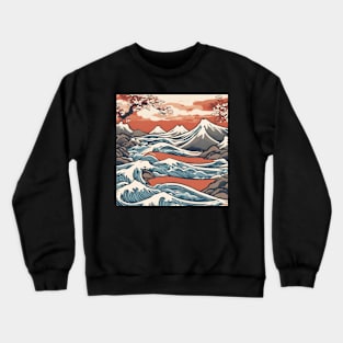 mountain and waves of japan Crewneck Sweatshirt